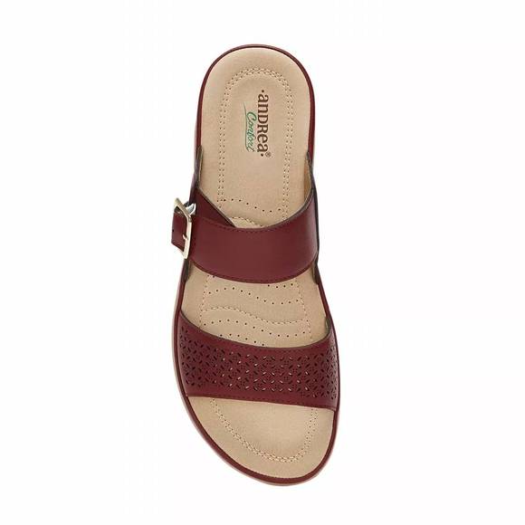 NEW ANDREA women's comfort padded footbed sandals in burgundy - Picture 3 of 4